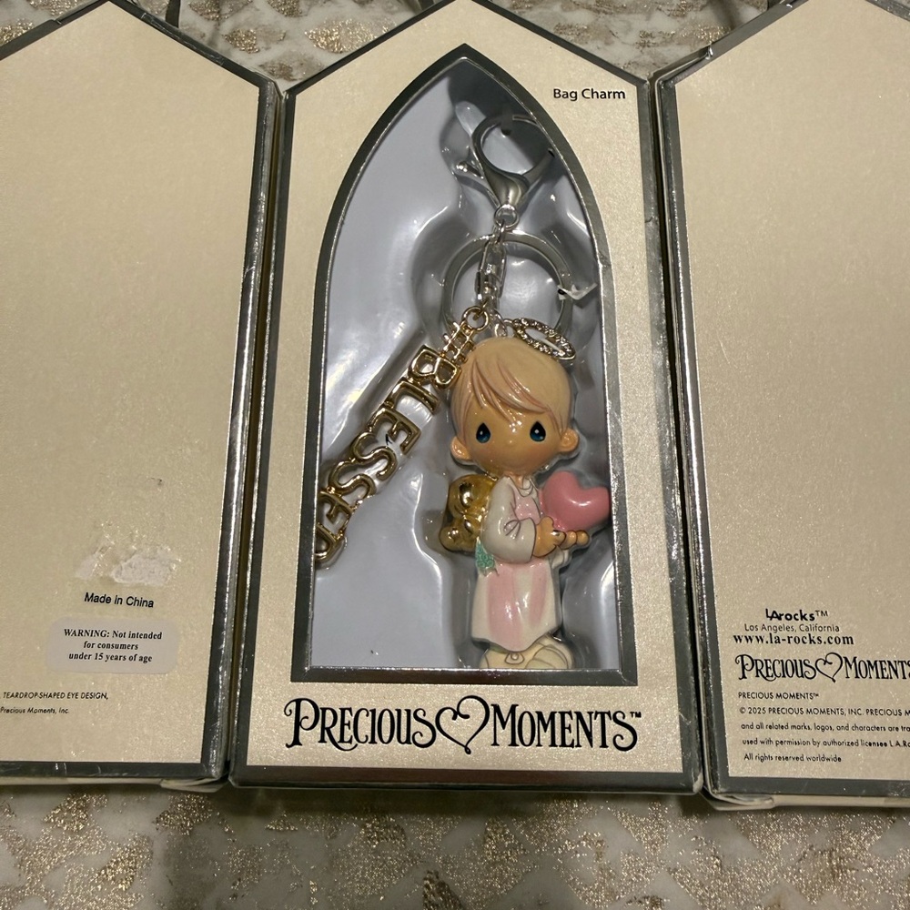 Precious Moments Blessings Bag Charm with Gold and Pink